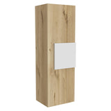 Tuhome Vanguard Medicine Cabinet, Three Shelves, Single Door Cabinet -White/Light Oak