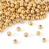 Craftdady 200pcs 18K Gold Insert Rubber Stopper Beads, Brass Round Positioning Spacer Beads, 4x3mm, 1mm Hole, for Bracelet Neckl