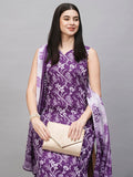 Anni Designer Women'S Rayon Blend Straight Printed Kurta With Pant & Dupatta (Ball-Purple-Rms_Xl_Purple_X-Large),Purple,XL,,,