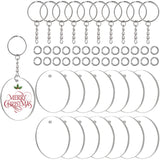 ArtCute 90 Pieces Clear Acrylic Keychain Blanks 2 Inch Round Acrylic Plastic Transparent Keychain Charms Rectangle Circle Blank