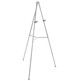 U.S. Art Supply 66 High Gallery Silver Metal Display Easel - Large Adjustable Height Portable Easel Stand, Sign Display, Holds 2
