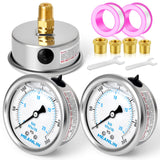 MEANLIN MEASURE 0~300Psi Stainless Steel 1/4 NPT 2.5 FACE DIAL Liquid Filled Pressure Gauge WOG Water Oil Air Back Mount (Pack o