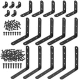 Hilitchi Stainless Steel Black L Bracket Corner Brace and Straight Bracket with Screws Corner Fastener for Shelves Steel Joints