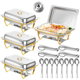 Keyoxy Chafing Dishes for Buffet, 8 Qt High Grade Chafing Dish Buffet Set, Full Size Pan, Rolled-Edge Design Food Warmers for Pa