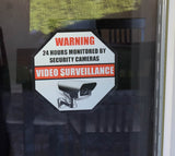 Printed on Adhesive Side, Outdoor/Indoor (4 Pack) 3.5 X 3.5 - 24 Hour Monitored By Security DVR CCTV Camera Video Surveillance S