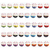 CHGCRAFT 40Pcs 10 Colors Ceramic Lucky Cat Beads Handmade Porcelain Lucky Cat Loose Spacer Beads Ceramic Bead Bulk for DIY Jewel