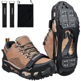Ice Cleats Crampons Anti Slip Shoe Spikes for Snow Ice Cleats for Shoes and Boots Men Women Winter Walking Non-Slip 24 Studs Str
