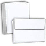 Hamilco White Linen Cards and Envelopes Flat 5 x 7 Cardstock Paper 80lb Cover 100 Pack