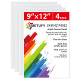 Simetufy 4 Pack 9x12Inch Canvas Boards for Painting, Blank Canvas Panels, Gesso Primed Acid-Free 100% Cotton for Acrylics Oil Wa