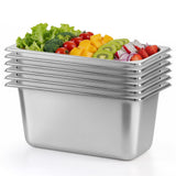DynaLiving Steam Table Pan 1/3 Size Food Pan 6 Inch Deep 6 Pack Hotel Pans