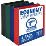 Samsill 1.5 Inch 3 Ring Binders, Economy Round Ring, Clear View Cover, 325 Sheet Capacity - for School, Home, Office - Assorted,