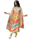 Anni Designer Women'S Cotton Blend Straight Printed Kurta With Pant & Dupatta (Dhimi Cream_Xxl_Cream_Xx-Large),Cream,2XL