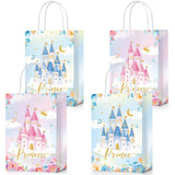 Sepamoon 36 Pcs Princess Prince Party Favor Bags Prince Princess Castle Bags Princess Treat Bags with Handles Candy Goodie Bags