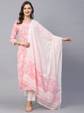 Anni Designer Women'S Cotton Blend Printed Straight Kurta With Pant Pack Of 2 (Combo-Prem Mukhi Pink_Multicolor_Xx-Large),Multicolour,2XL,,,
