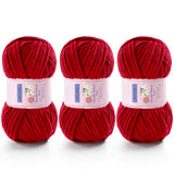 3 Pack Chunky Yarn for Crocheting - Chenille Bulky Blanket Yarn for Crochet and Knitting Blankets, Amigurumi, Craft, Hat, Shoes,