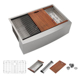 30 Inch Stainless Steel Farmhouse Kitchen Sink - Mocoloo 30x22 Farm Sink Apron Front Ledge Workstation 16 Gauge Single Bowl 10 I