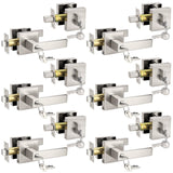 Probrico Satin Nickel Entry Levers Lock Sets and Single Cylinder Deadbolts Keyed Alike Combination Set, Heavy Duty Square Entry