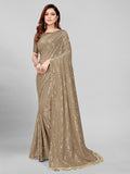 Pratham Blue Womens Sequins Georgette Fancy Saree With Blouse Piece (Pb-234_Beige)