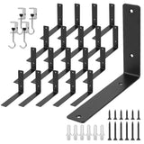 Redunest L Floating Shelf Brackets,20 Pack Heavy Duty L Brackets for Shelves, L 8 X H 6 Black Metal Countertop Support Brackets,