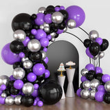 Lukiituke Halloween Balloon Garland Arch Kit, 134Pcs Purple and Black Balloons, 4 Sizes Purple Black Silver Balloons for Hallowe