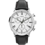 Timex Waterbury Classic Analog Watch For Man With White Round Dial & Black Leather Strap Band Water Resistant Men'S Wrist Watche