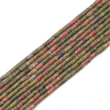 BEADIA Natural Unakite Tube Beads Cylinder 2x4mm 38cm/Strand Stone Beads for Jewelry Making