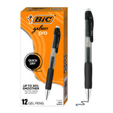 BIC Gelocity Pro Retractable Gel Pen with 0.7 mm Medium Point, 12-Count in Black Ink for Smooth Writing