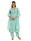 Libas Womens Woven Design Cotton Straight Kurta With Trousers And Dupatta