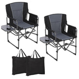 Folding Camping Chairs for Adults, Portable Lawn Chair with Side Table, Side Pocket & Beverage Holder, Heavy Duty Director Chair
