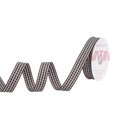 VATIN Brown and White Gingham Ribbon,Polyester Woven Edge,5/8 Inch x 10 Yards