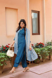 Gosriki Women'S Rayon Viscose Solid Straight Kurta With Pant & Dupatta (Vardhan Blue-Gs_M_Blue_Medium),Blue,,B0F7HJBTQF