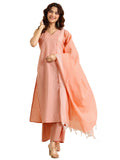 Libas Women'S Cotton Blend Kurta Sets (400564_Peach_L)