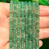 2 String 220PCS 3x5mm Natural Green Color Jade Stone Beads for Jewelry Making, Songxi Facted Loose Gemstone Beads for DIY Bracel