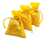 brown leaf Premium Yellow Carry Design 7X5 inches Potli Bags Pouch Best for Wedding Party Supply Return Gifting Bags (6)