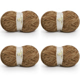 BATELO Velvet Chenille Yarn for Crocheting & Knitting 1440 Yards, Soft Thick Fluffy Bulky Blanket Yarn, 4 Pack of 10.5oz (Dark B