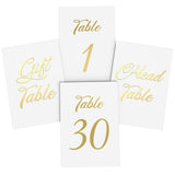 32 Gold Wedding Table Numbers 1-30 - 4x6 Cardstock Embossed Table Numbers Cards for Wedding Reception with Head & Gift Table Car