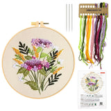 Hasthip Embroidery Kit For Beginners, Flower Canvas, 20Cm Hoop Set