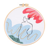 Ujeavette Embroidery Starter Kit Cross Stitch Needlework For Figure Art Wall Decor Blue Red