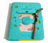Hrim Enterprise Cover Diary Notebook With Straw Pen Coffee Design Diary Clip Replaceable Pages (Multicolor, Pack Of 1)