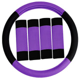 FH Group Universal Fit Modernistic and Seat Belt Pads Combo Set Steering Wheel Cover Fits Most Cars, SUVs Purple