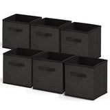 Nestl Foldable Fabric Storage Cubes - 6 Cube Organizer Bins, 11-Inch, Black, Ideal for Bedroom, Playroom and More
