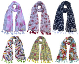 Fusfus WomenS Printed Chiffon Scarves And Stoles, Free Size(Multicolour, Fs1732) Pack Of 6 (Multicolor4)