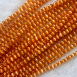 Orange Cat Eye Beads Round 4mm Semi Precious Gemstone Loose Beads for Jewelry Making (90-95pcs/strand)