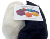 The Felt Box Needle Felting Wool - Black & White Shade Pack, 100g Carded Batts, Short Coarse Fiber for DIY Crafts, Dolls & Anima