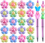 Forcal Beads for Pens,40pcs Acrylic 3D Charms Flower Focals Beads Bulk for Beadable Pens Keychain Making Cute DIY Jewelry Suppli