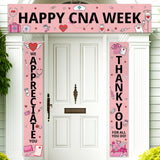 SmoothNovelty 3 Pcs Pink Happy CNA Week Banner We Appreciate Thank You for All You Do Backdrop Nurses Week Decorations for Happy