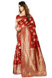 Sugathari Womens Banarasi Saree Pure Kanjivaram Silk Saree Soft New Ladies 2023 Design Wear Pattu Sarees Latest Cotton Party Sari Collections With Blouse Piece For Wedding Sadi (Sam Pari-24 Red)