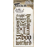 Tim Holtz Layered Stencil 4.125X8.5Halloween Script