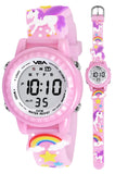 V2A Magic Unicorn Series Kids Digital Watch For Girls Aged 3-8 | 3D Strap | Soft Silicone | Dancing Led Light, Alarm, Stopwatch