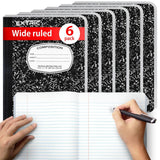 EXTRIC Composition Notebook Wide Ruled 6 PK Bulk 200 Pages for School